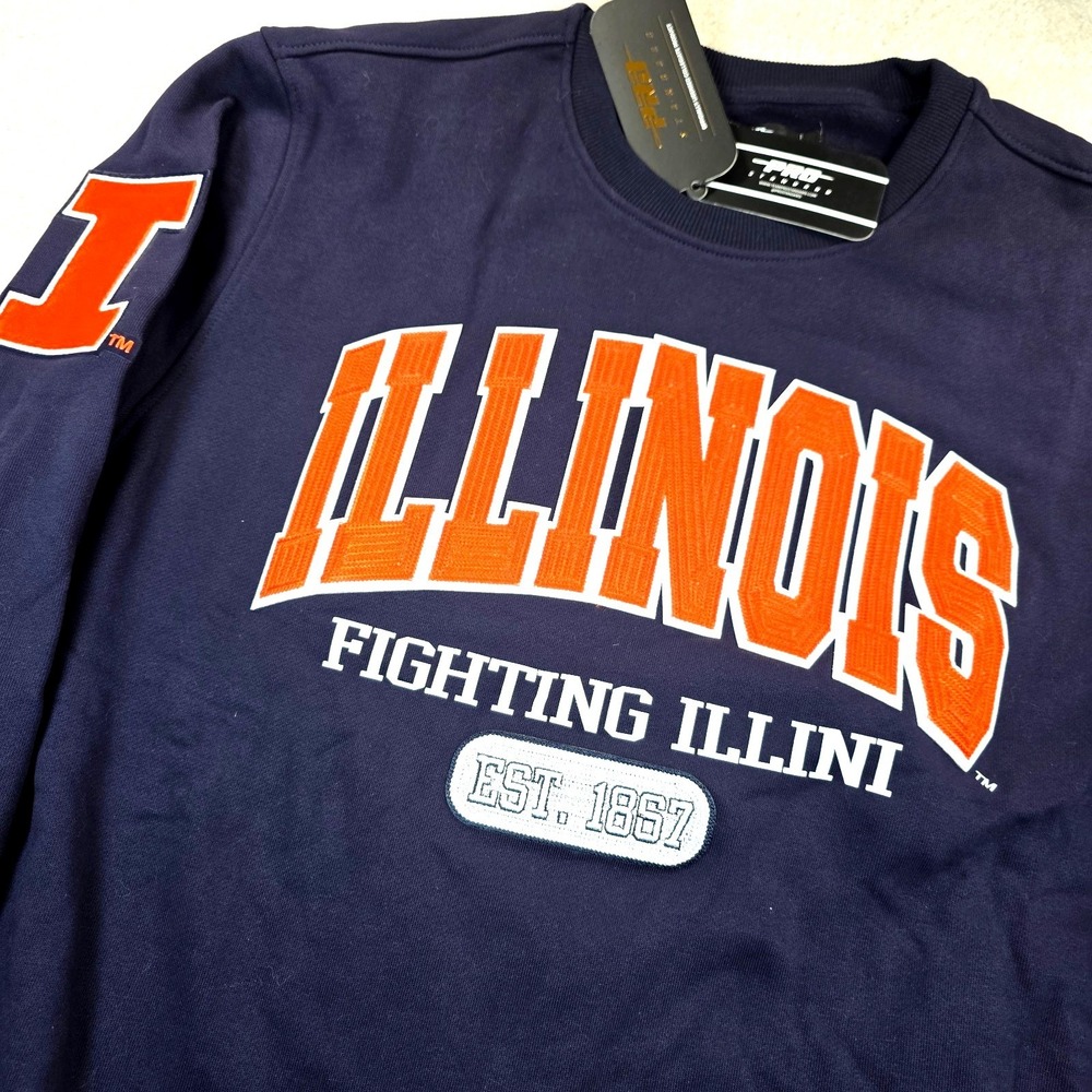 Pro Standard Illinois Fighting Illini Sweatshirt Mens L Navy Blue NWT City Arch